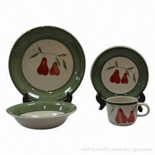 16pcs Ceramic Dinnerware Set, Hand-painted/Color Glazed, FDA, 84/500/EEC, LFGB Standards